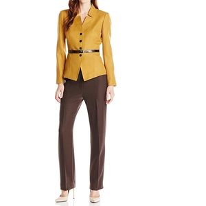 NWT Tahari Mustard Brown 2pc Pants Suit Size 4